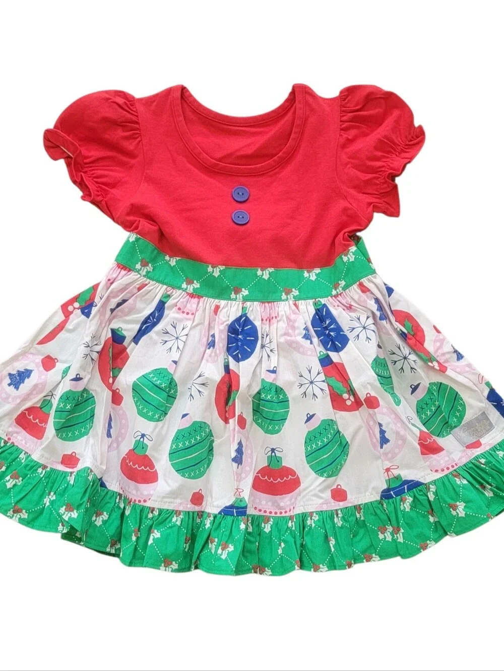 NEW Eleanor Rose Size 5-6 Rhonda Puff Sleeve Girls' Top Deck The Halls Ornament